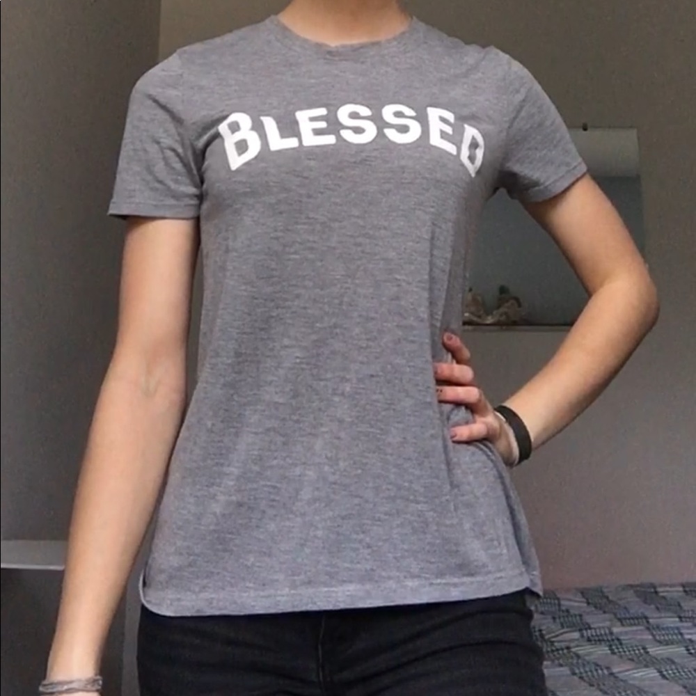 Grey blessed graphic tee
